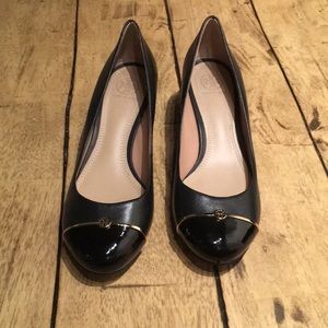 Brand New Tory Burch Black Leather Heels